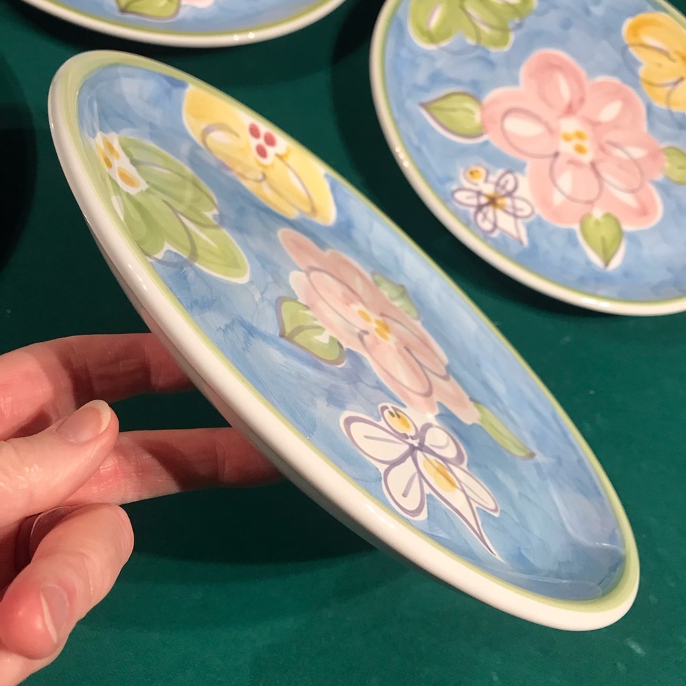 Hand painted dinner plates By “Caleca” are made in Italy, 4pc set - Picture 6 of 9